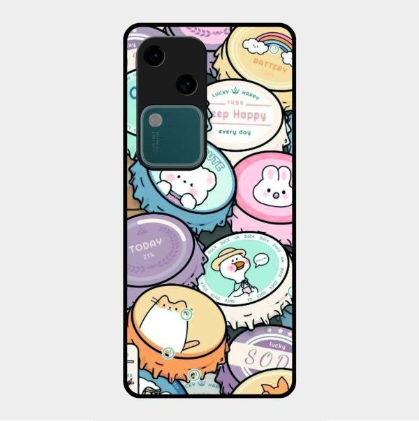 Bunny Buddies Glass Case Cover For Vivo V30 5G