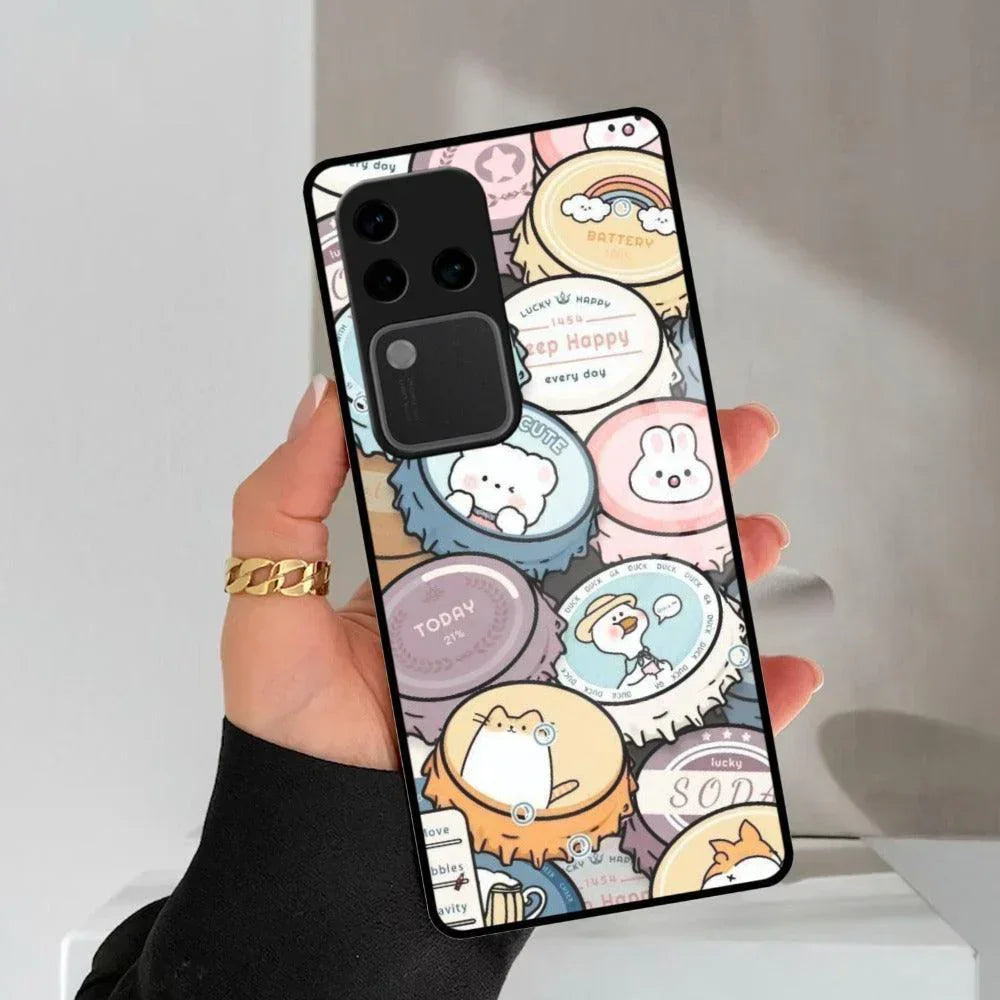 Bunny Buddies Glass Case Cover For Vivo - ShopOnCliQ