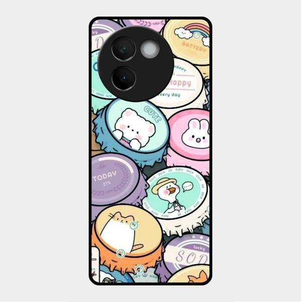 Bunny Buddies Glass Case Cover For Vivo V30E 5G
