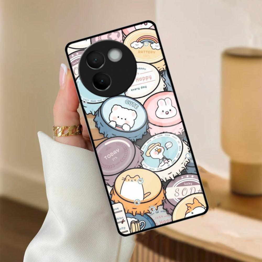 Bunny Buddies Glass Case Cover For Vivo - ShopOnCliQ