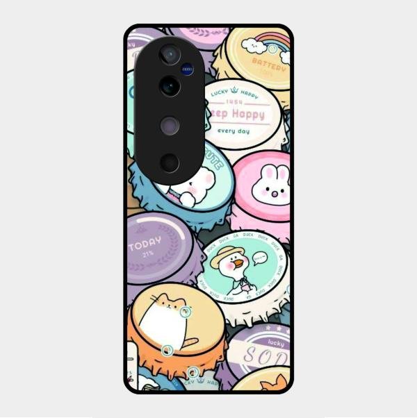 Bunny Buddies Glass Case Cover For Vivo V40 5G