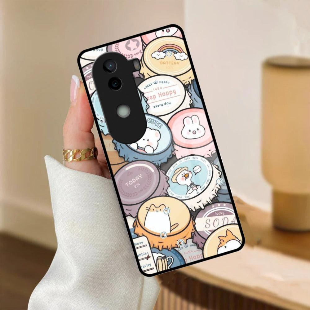 Bunny Buddies Glass Case Cover For Vivo