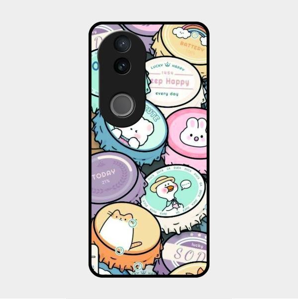 Bunny Buddies Glass Case Cover For Vivo V50 5G