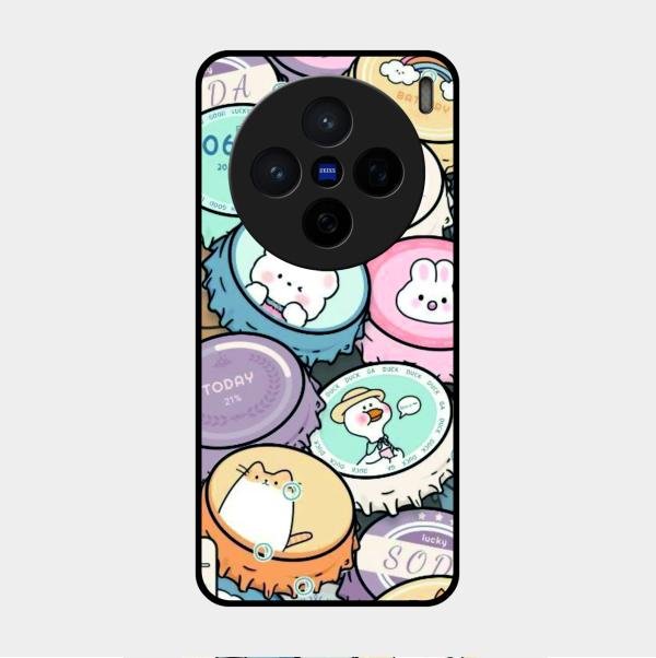 Bunny Buddies Glass Case Cover For Vivo X200 5G