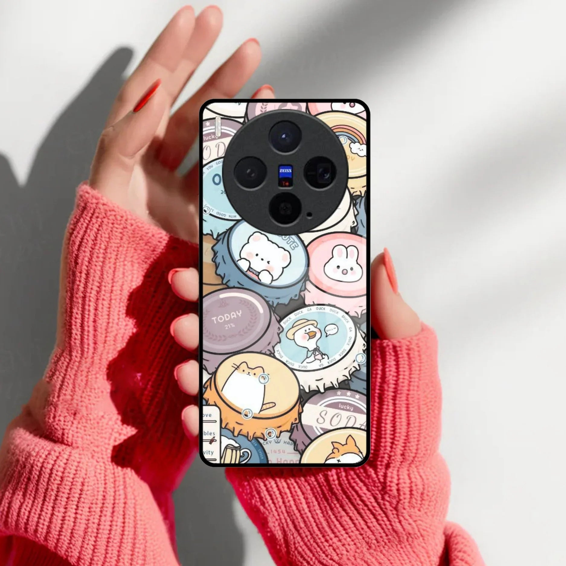 Bunny Buddies Glass Case Cover For Vivo