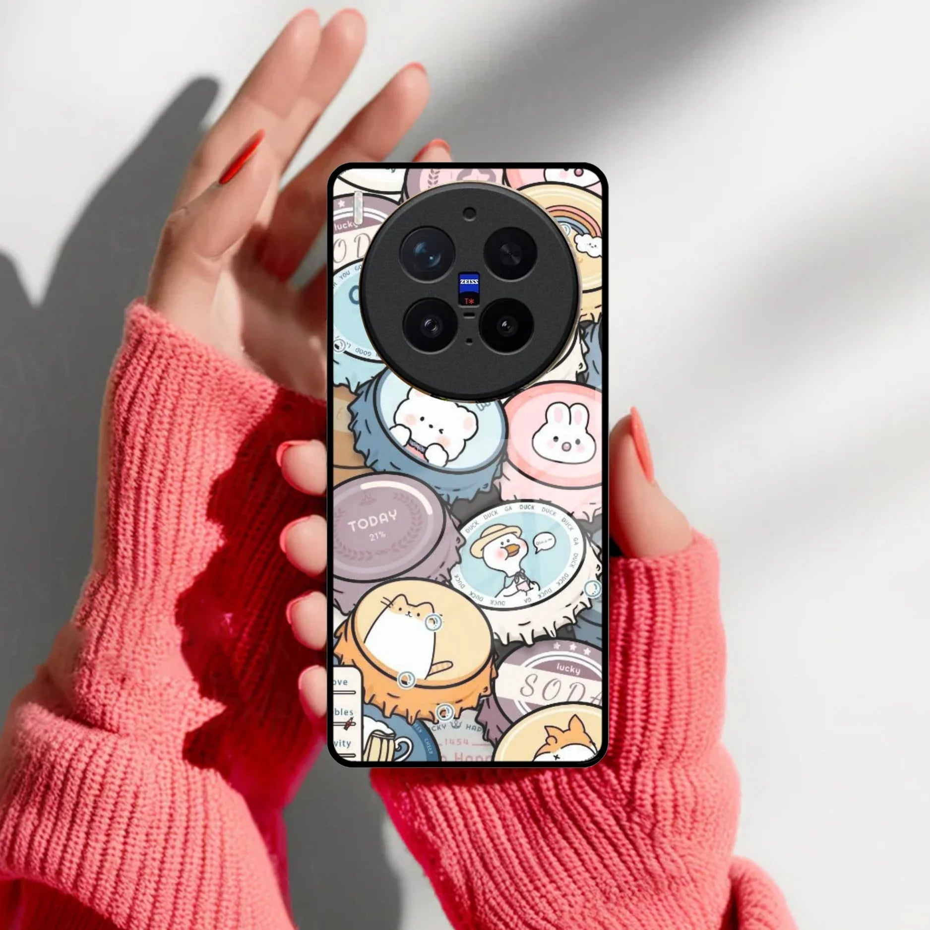 Bunny Buddies Glass Case Cover For Vivo