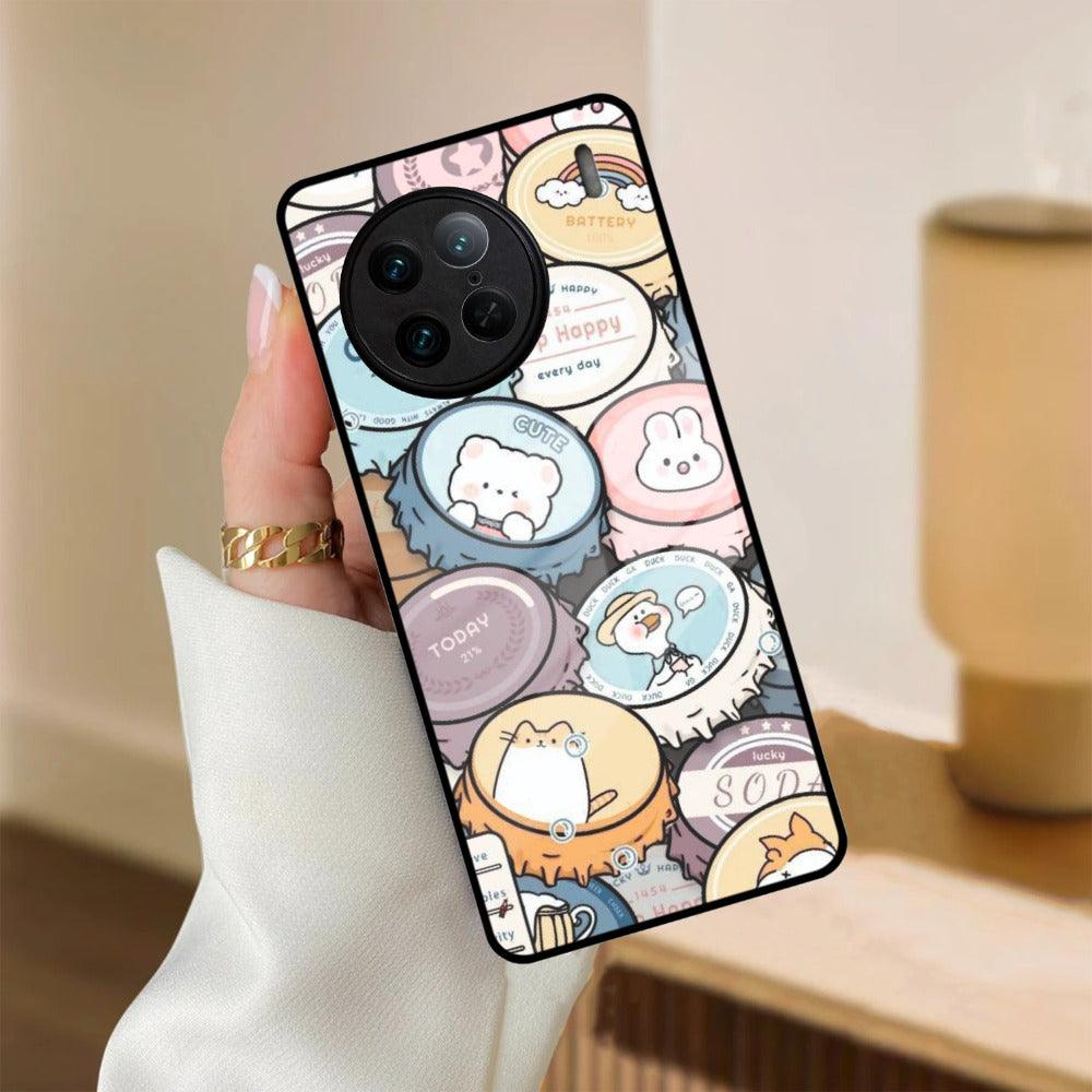 Bunny Buddies Glass Case Cover For Vivo