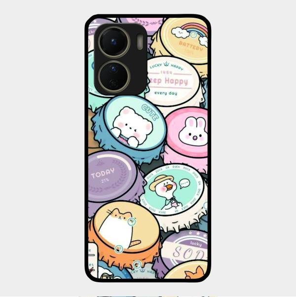 Bunny Buddies Glass Case Cover For Vivo Y16