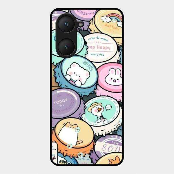 Bunny Buddies Glass Case Cover For Vivo Y18I