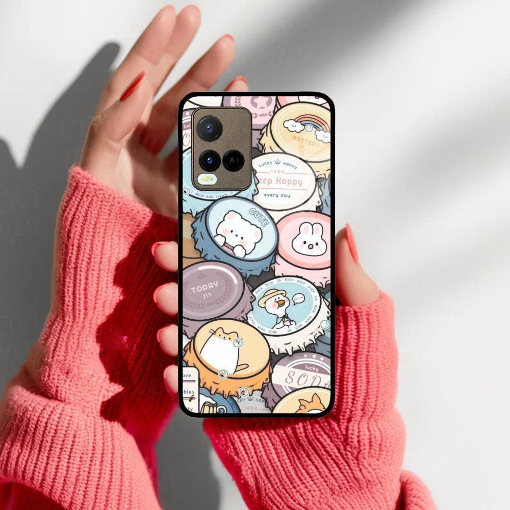 Bunny Buddies Glass Case Cover For Vivo - ShopOnCliQ