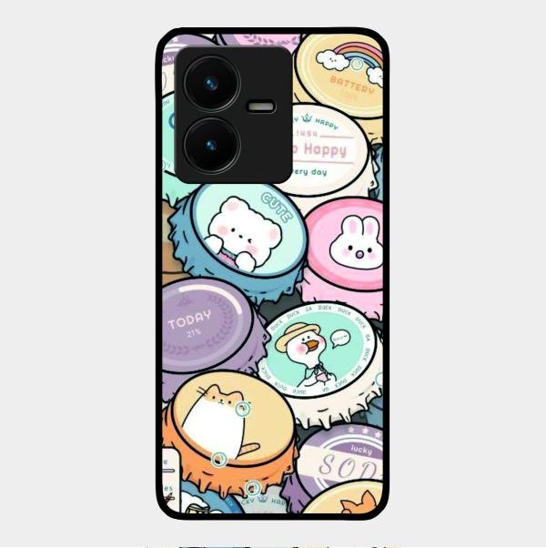 Bunny Buddies Glass Case Cover For Vivo Y22