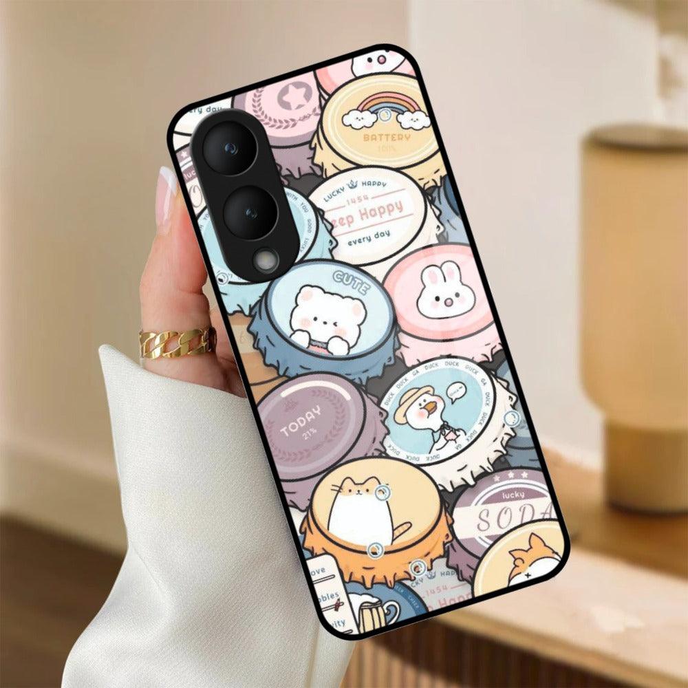 Bunny Buddies Glass Case Cover For Vivo