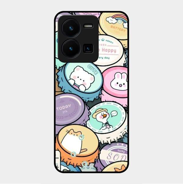 Bunny Buddies Glass Case Cover For Vivo Y35