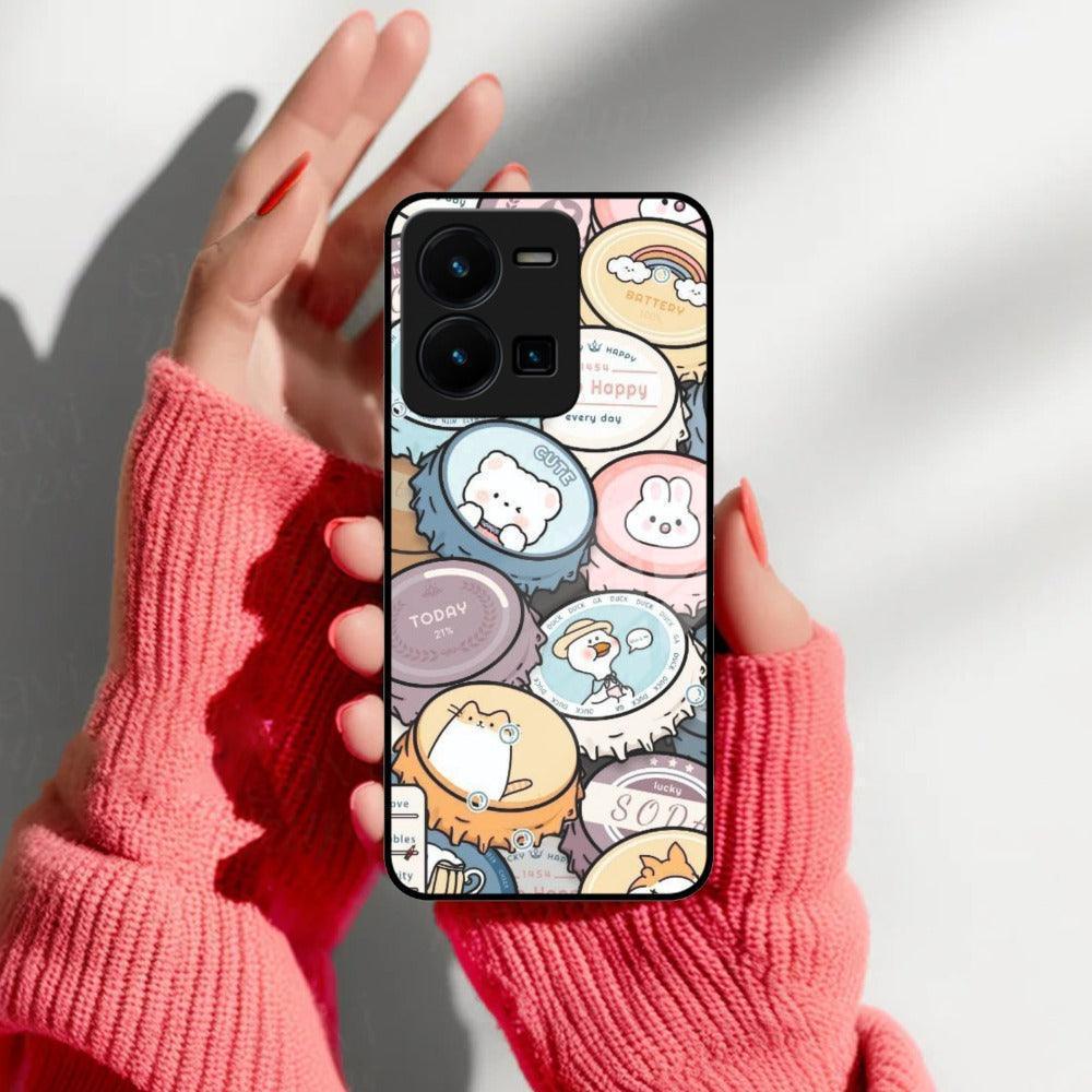 Bunny Buddies Glass Case Cover For Vivo - ShopOnCliQ