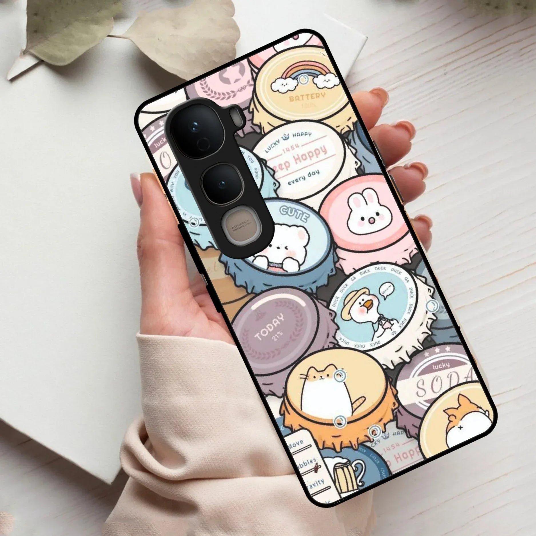Bunny Buddies Glass Case Cover For Vivo - ShopOnCliQ