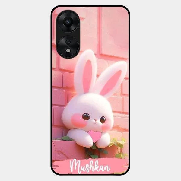 Bunny Glossy Metal Case Cover For Oppo A78 5G