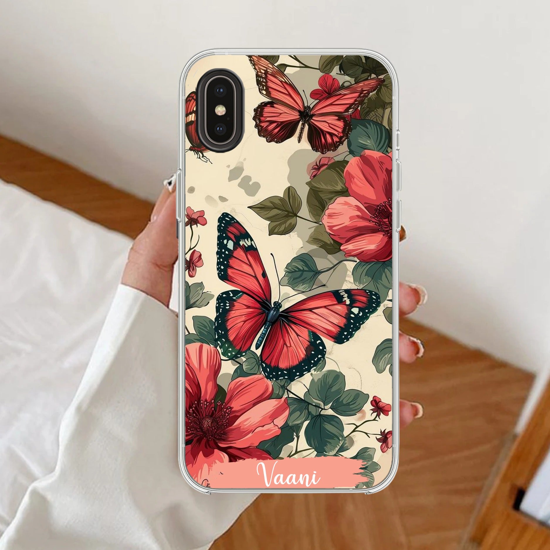 Butterfly Customize Anti Yellow Clear Case For iPhone Xs Max