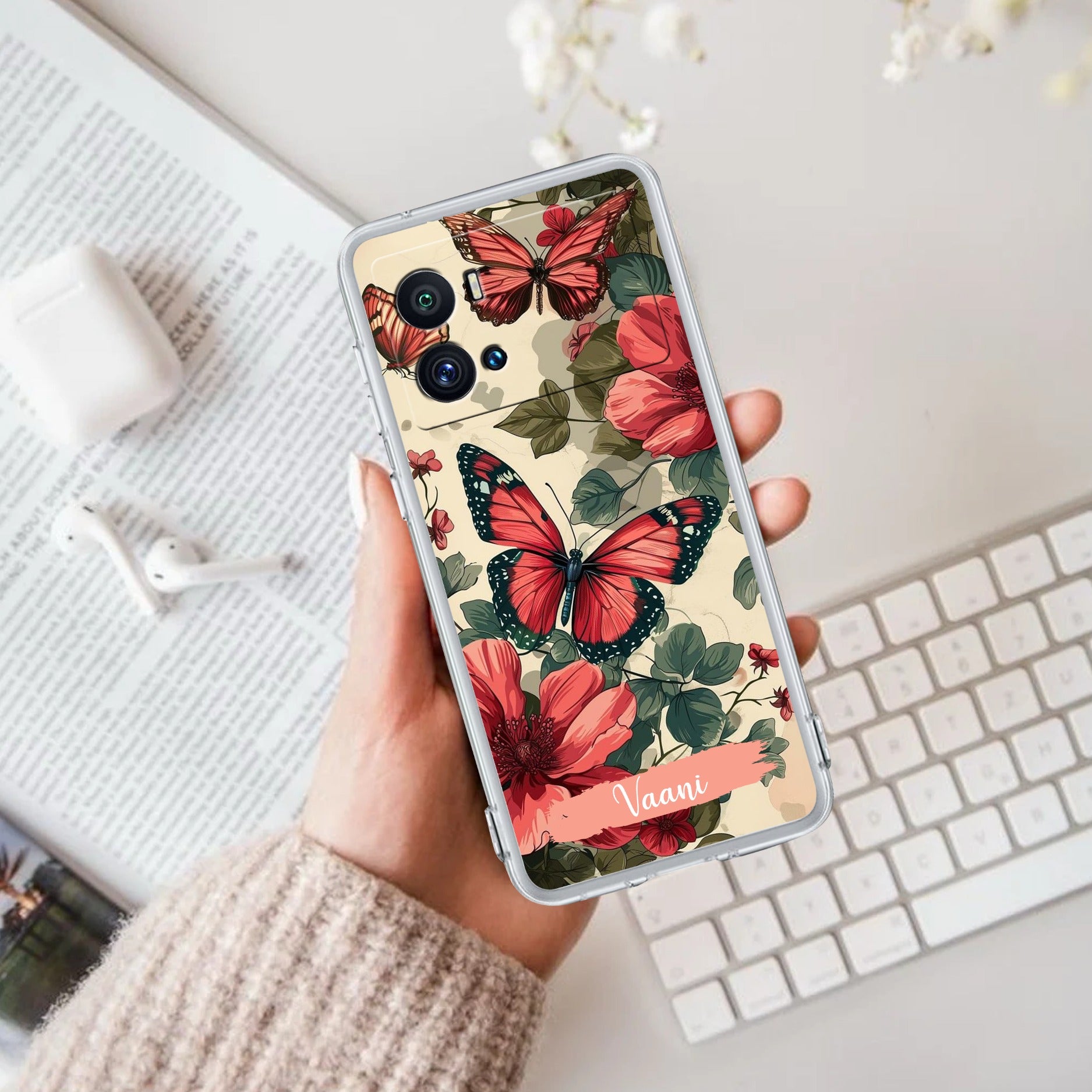 Butterfly  Customize Transparent Silicon Case For iQOO Neo 7 Pro 5G