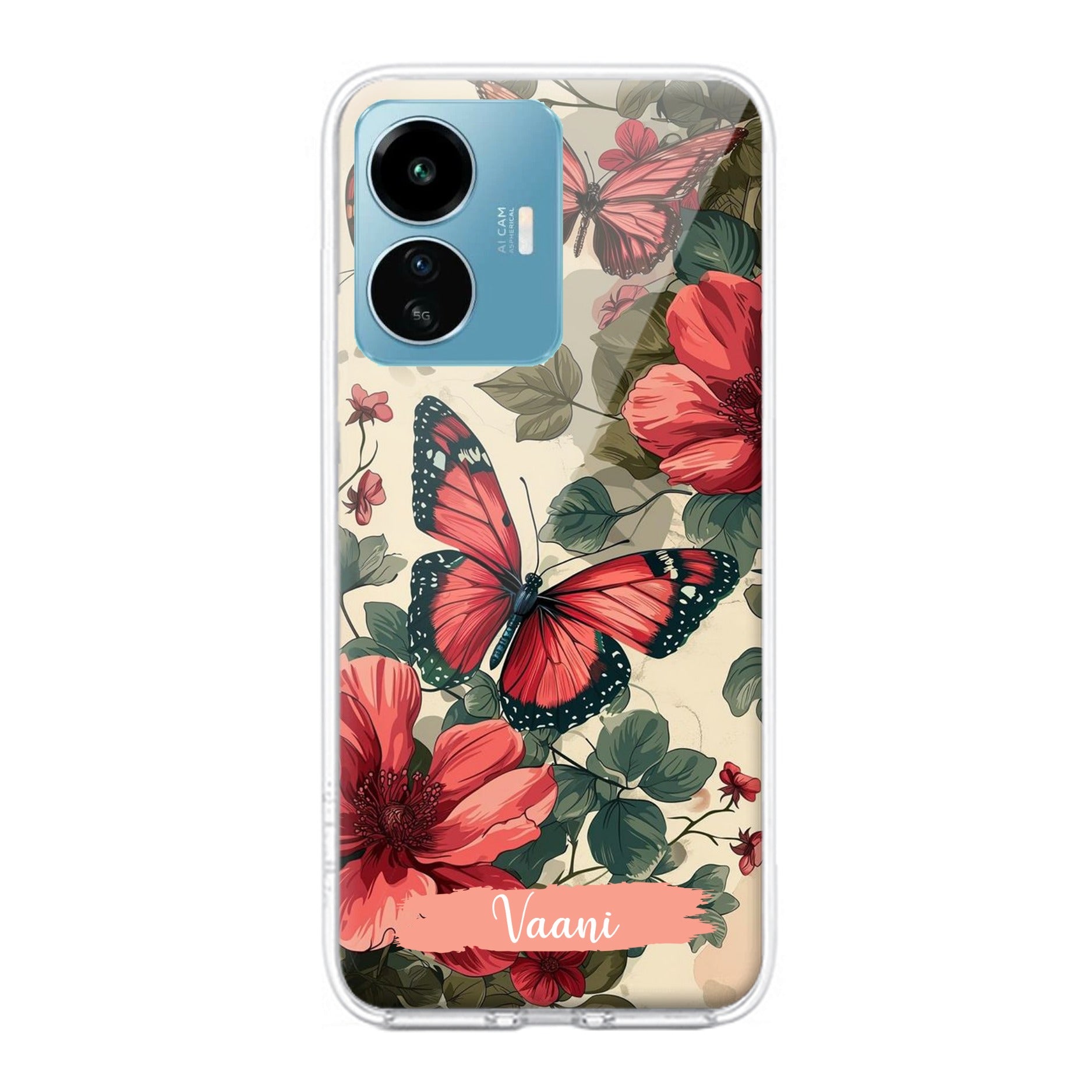 Butterfly  Customize Transparent Silicon Case For iQOO Z6 Lite 5G