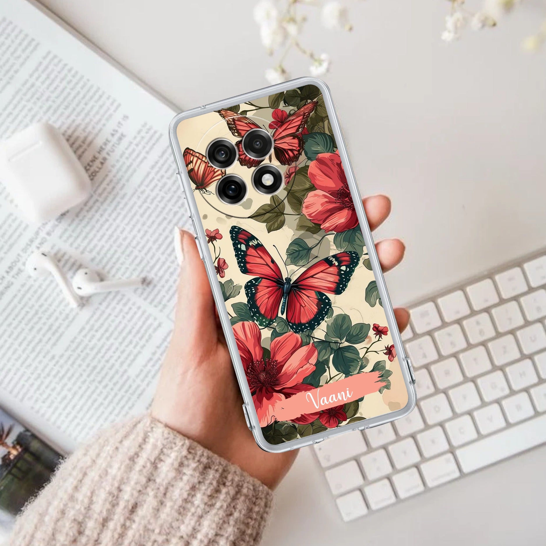 Butterfly Customize Transparent Silicon Case For OnePlus 13R 5G