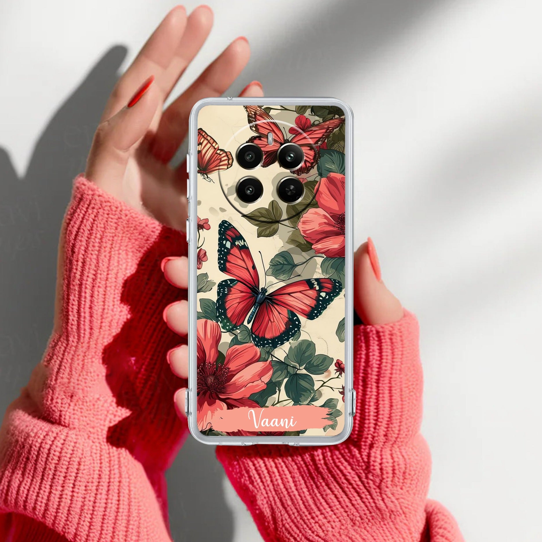 Butterfly Customize Transparent Silicon Case For Realme 12 Pro 5G