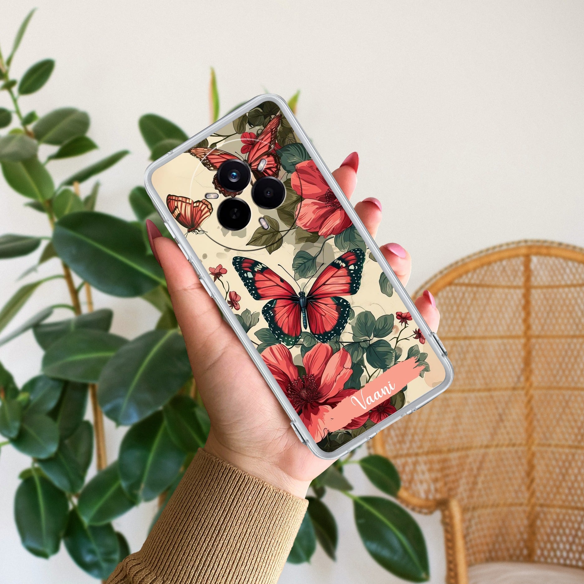 Butterfly Customize Transparent Silicon Case For Realme 14 Pro 5G
