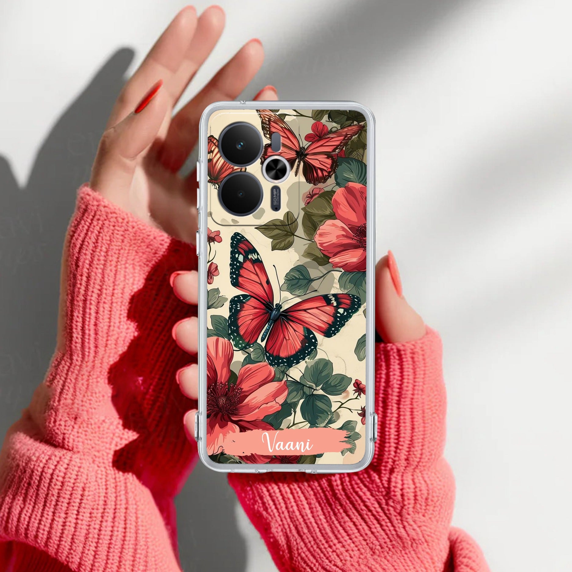 Butterfly Customize Transparent Silicon Case For Realme 14T 5G
