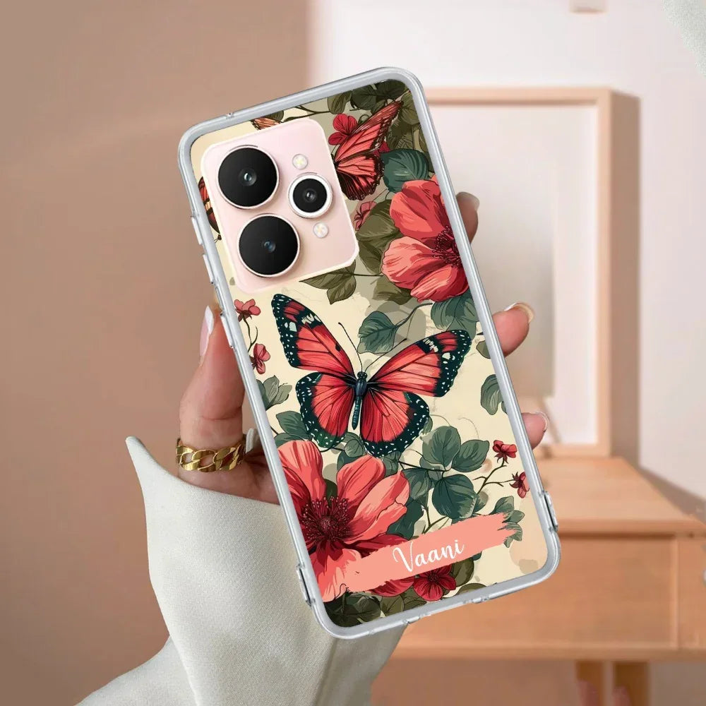 Butterfly Customize Transparent Silicon Case For Realme Narzo N65 5G