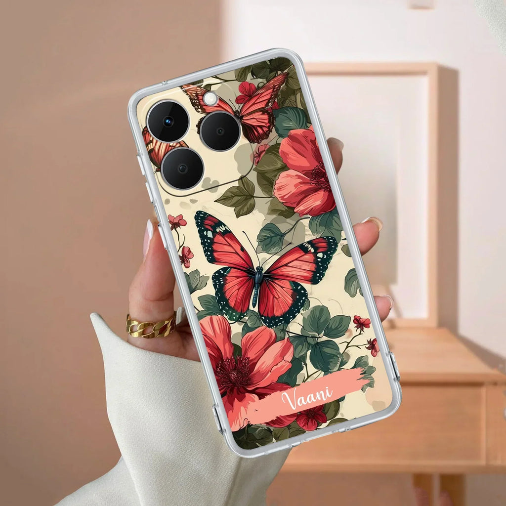 Butterfly Customize Transparent Silicon Case For Realme/Narzo