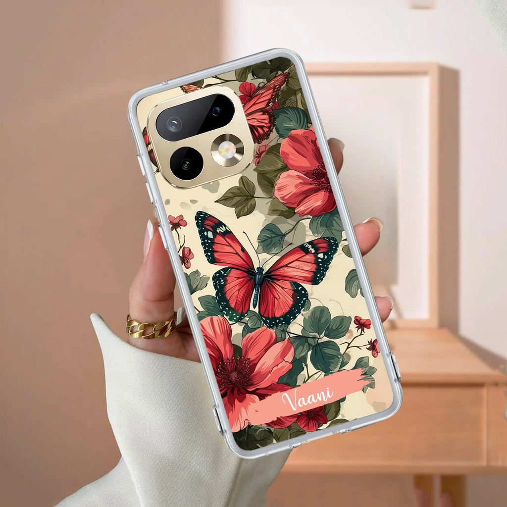 Butterfly Customize Transparent Silicon Case For Realme 10 Pro+ 5G