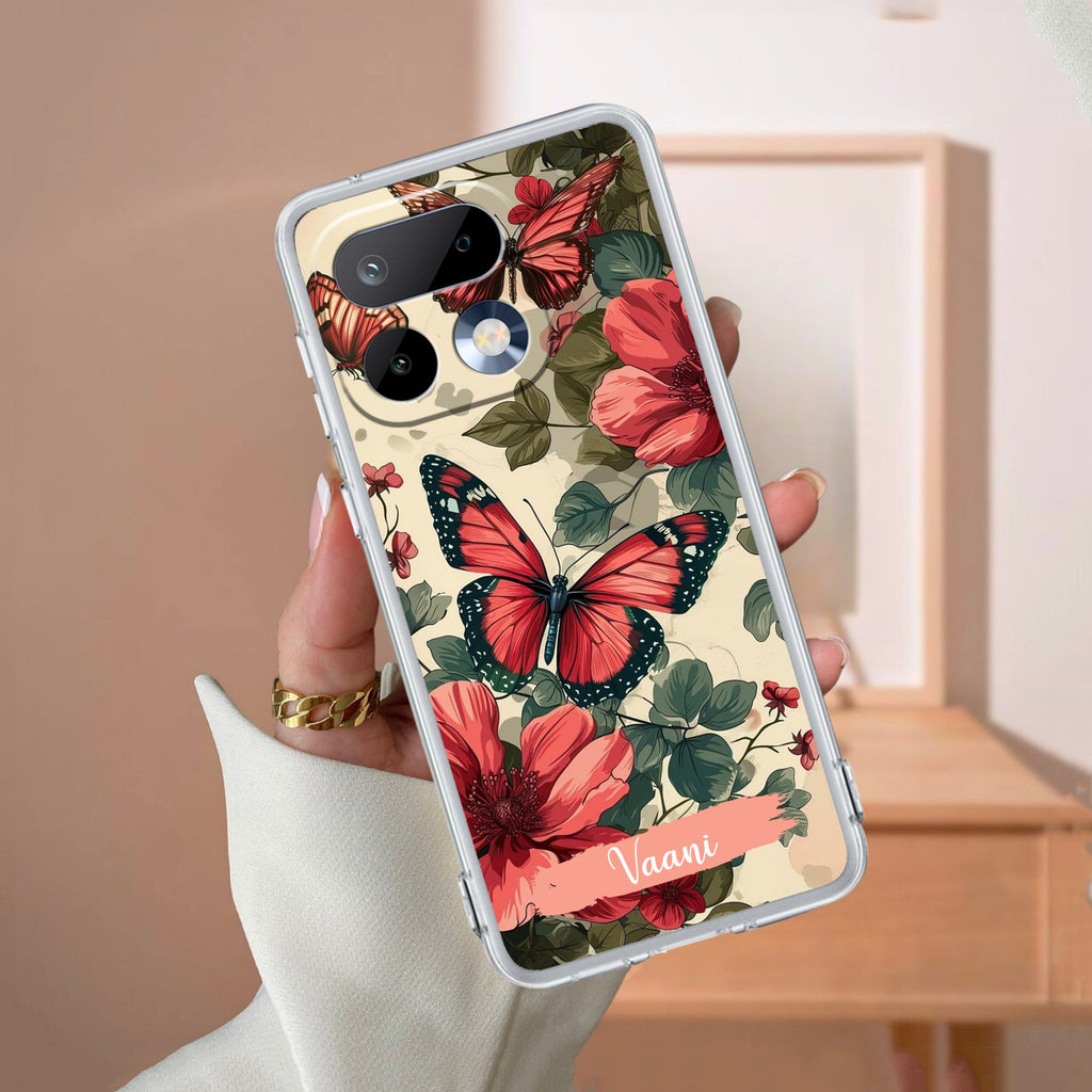 Butterfly Customize Transparent Silicon Case For Realme 12 Pro Plus 5G