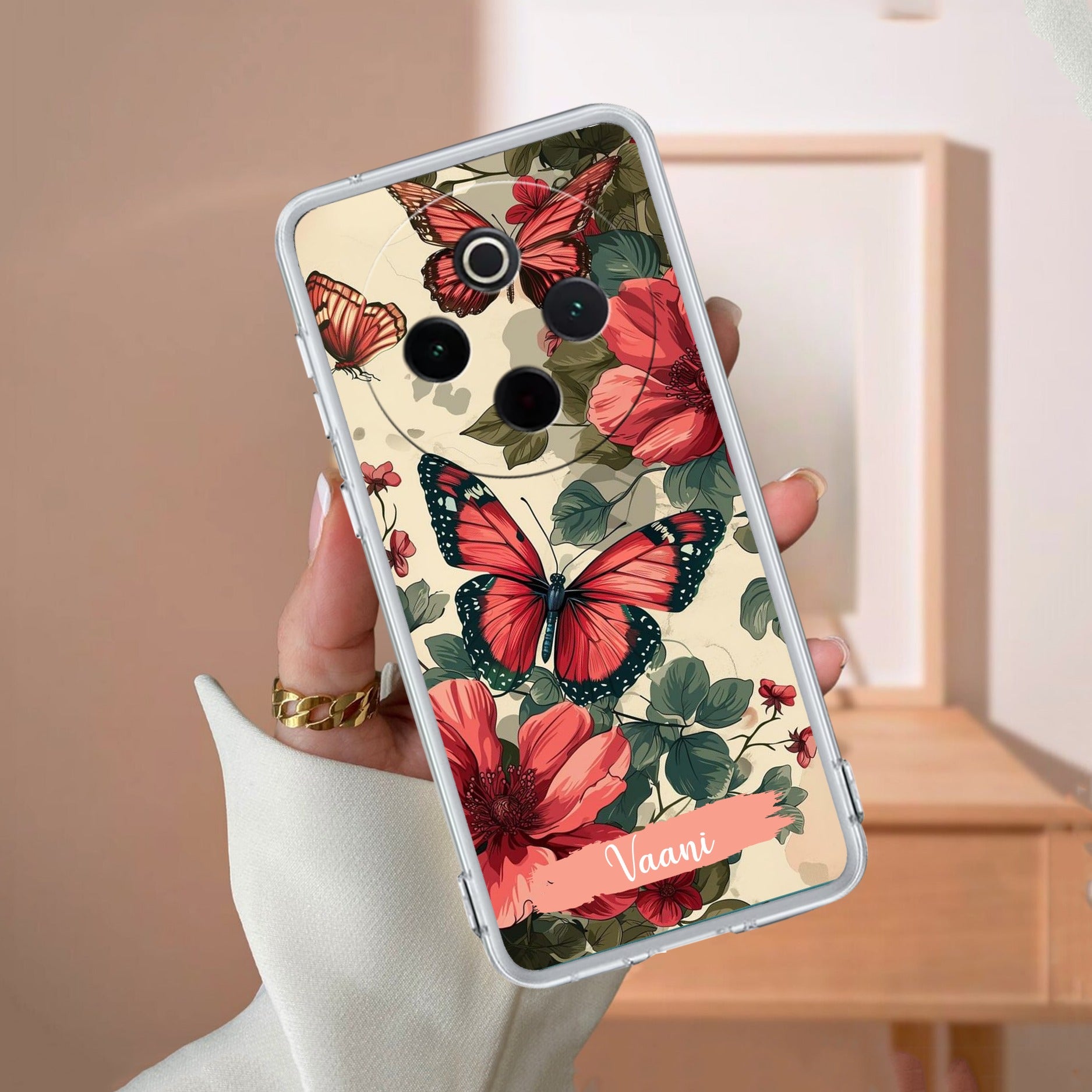 Butterfly  Customize Transparent Silicon Case For Vivo T4 5G