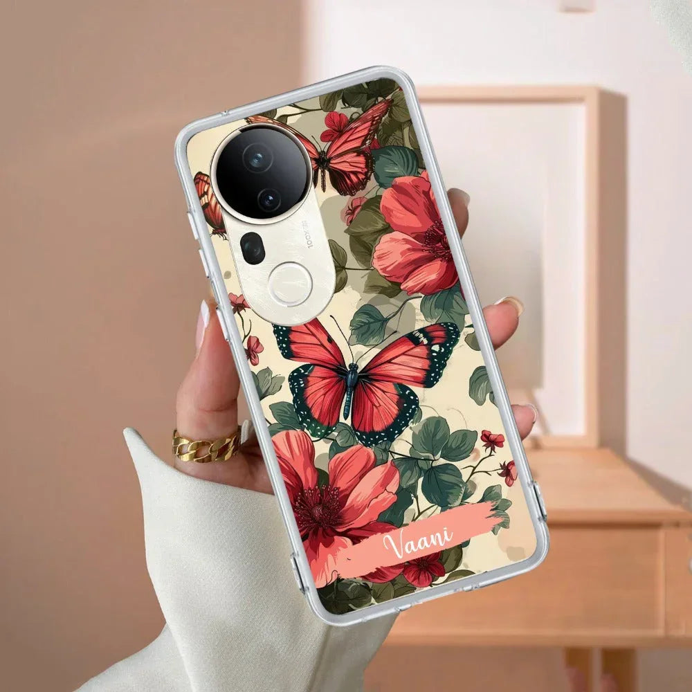Butterfly  Customize Transparent Silicon Case For Vivo T4 Ultra 5G