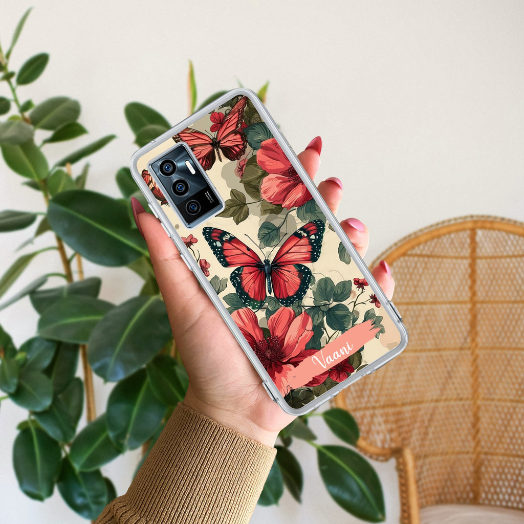 Butterfly  Customize Transparent Silicon Case For Vivo V23E
