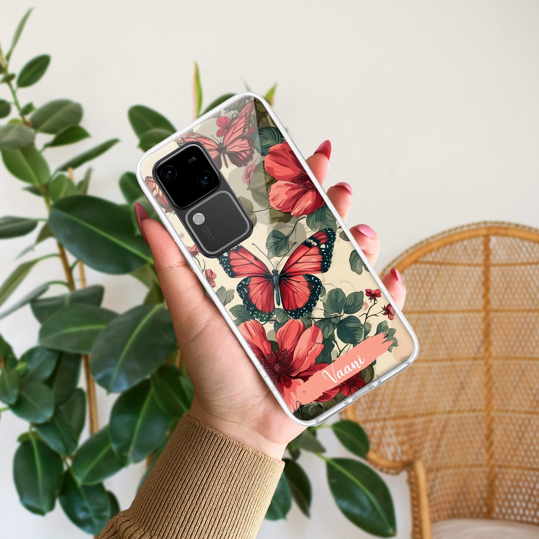 Butterfly  Customize Transparent Silicon Case For Vivo V30 5G