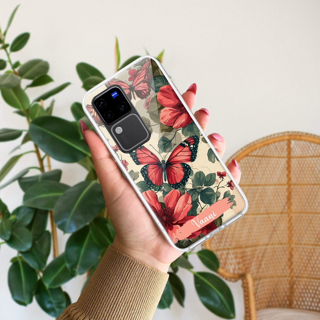 Butterfly  Customize Transparent Silicon Case For Vivo V30 Pro 5G