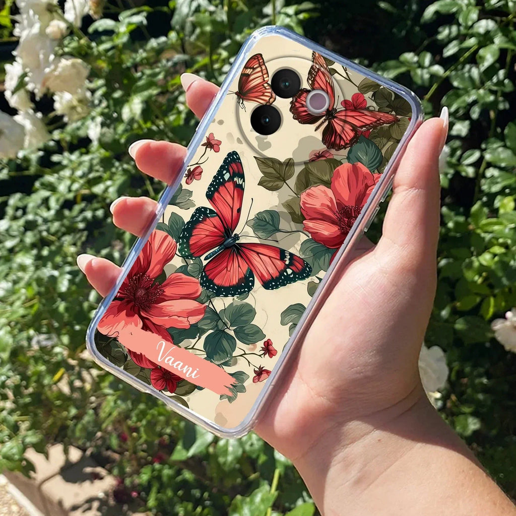 Butterfly  Customize Transparent Silicon Case For Vivo T2 Pro 5G