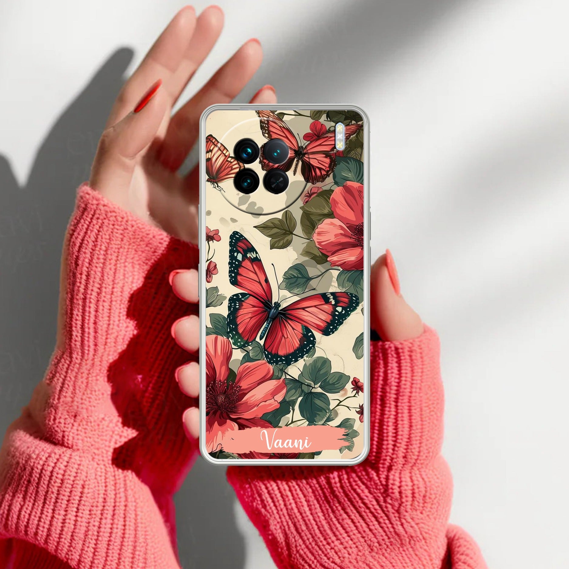 Butterfly  Customize Transparent Silicon Case For Vivo X90 Pro 5G