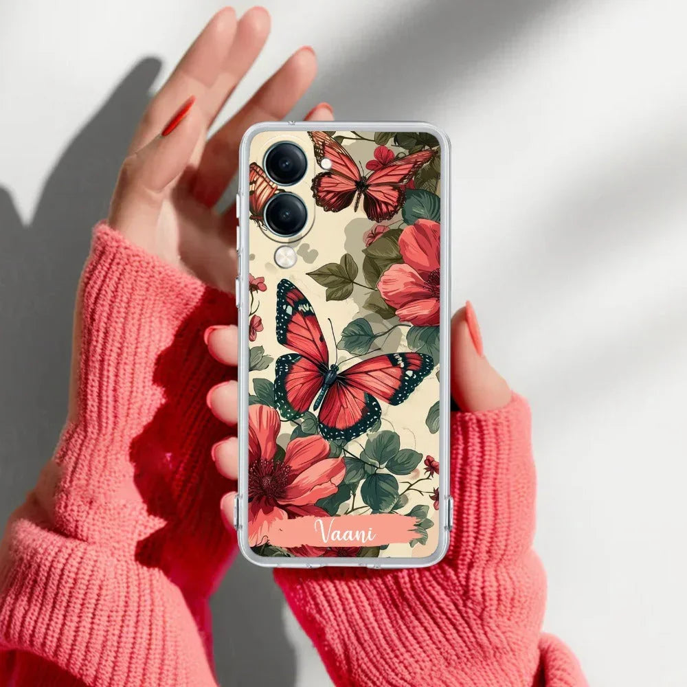 Butterfly  Customize Transparent Silicon Case For Vivo Y27 4G