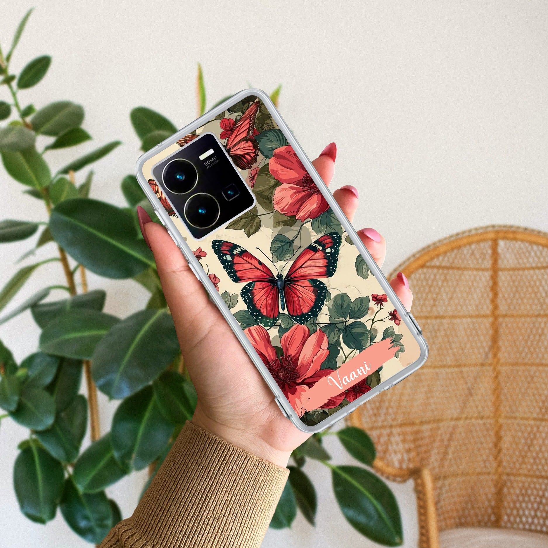 Butterfly  Customize Transparent Silicon Case For Vivo Y35
