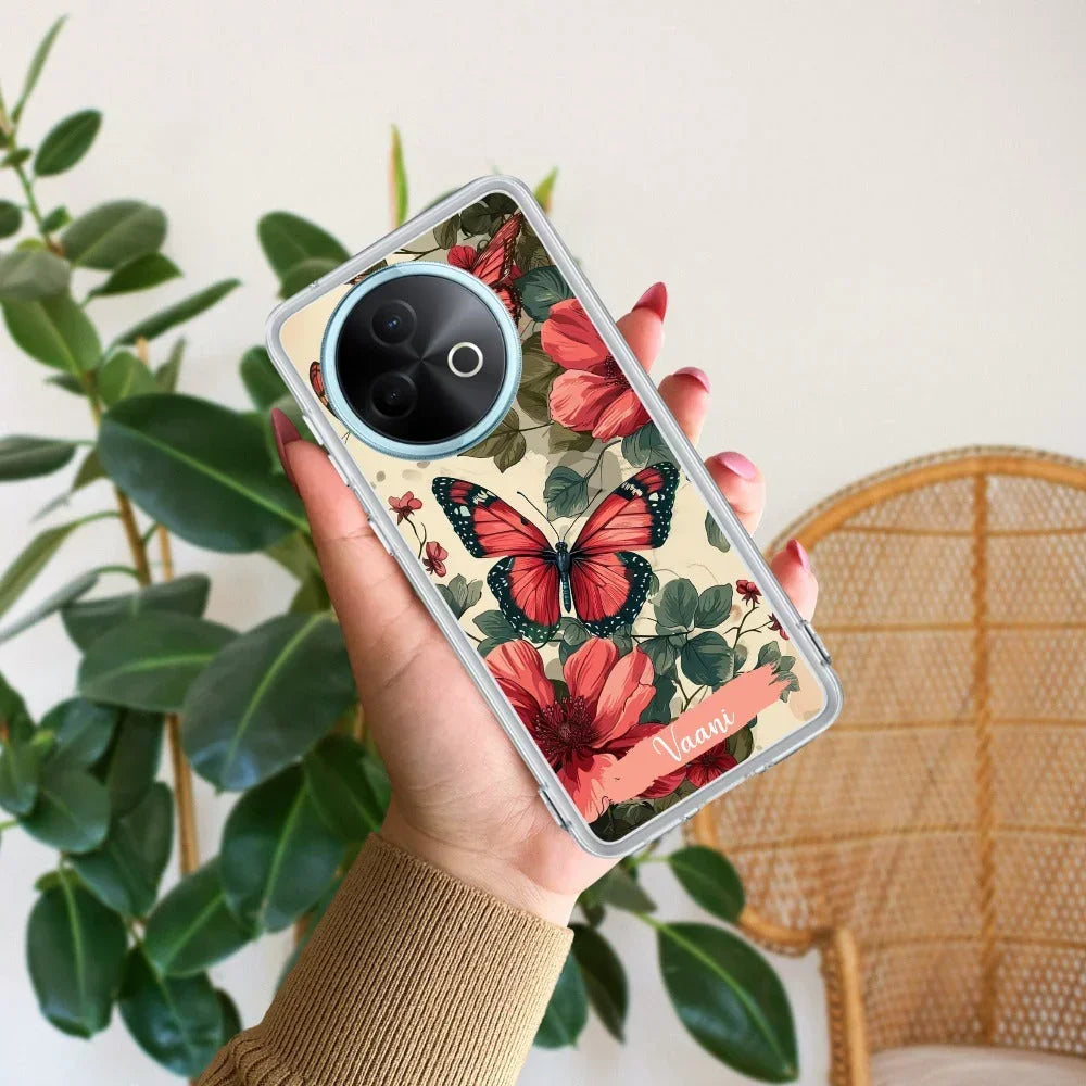 Butterfly  Customize Transparent Silicon Case For Vivo V30 Pro 5G