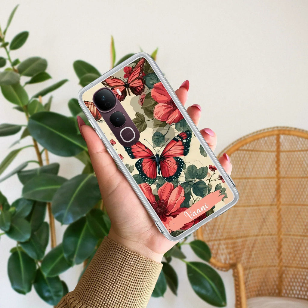 Butterfly  Customize Transparent Silicon Case For Vivo T3X 5G