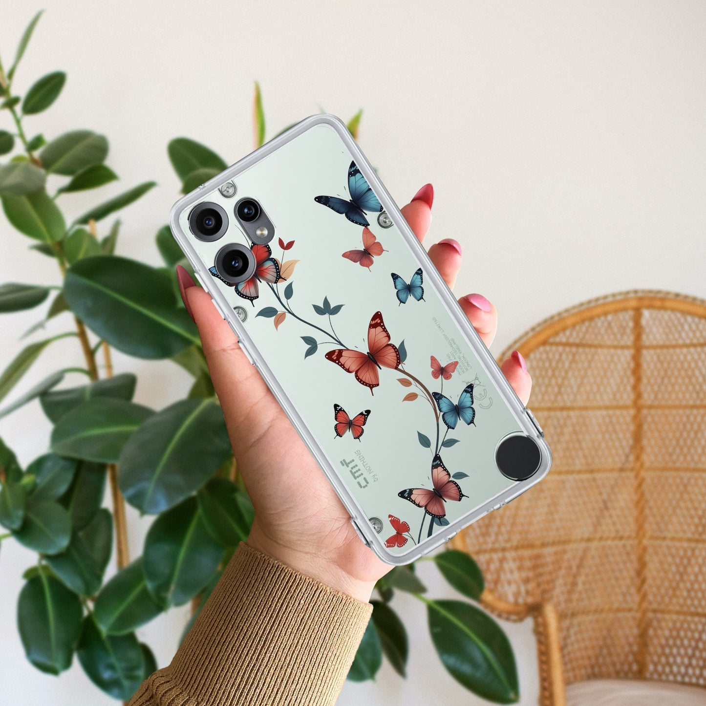 Butterfly Floral Design Transparent Silicon Case For Nothing