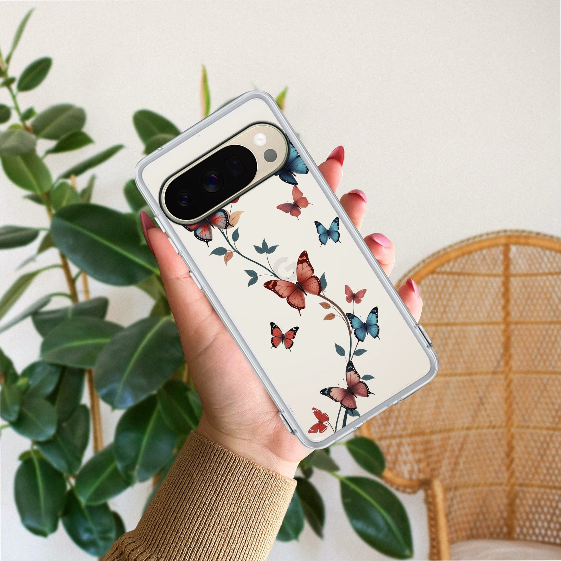 Butterfly Floral Design Anti Yellow Case For Google Pixel 10 Pro