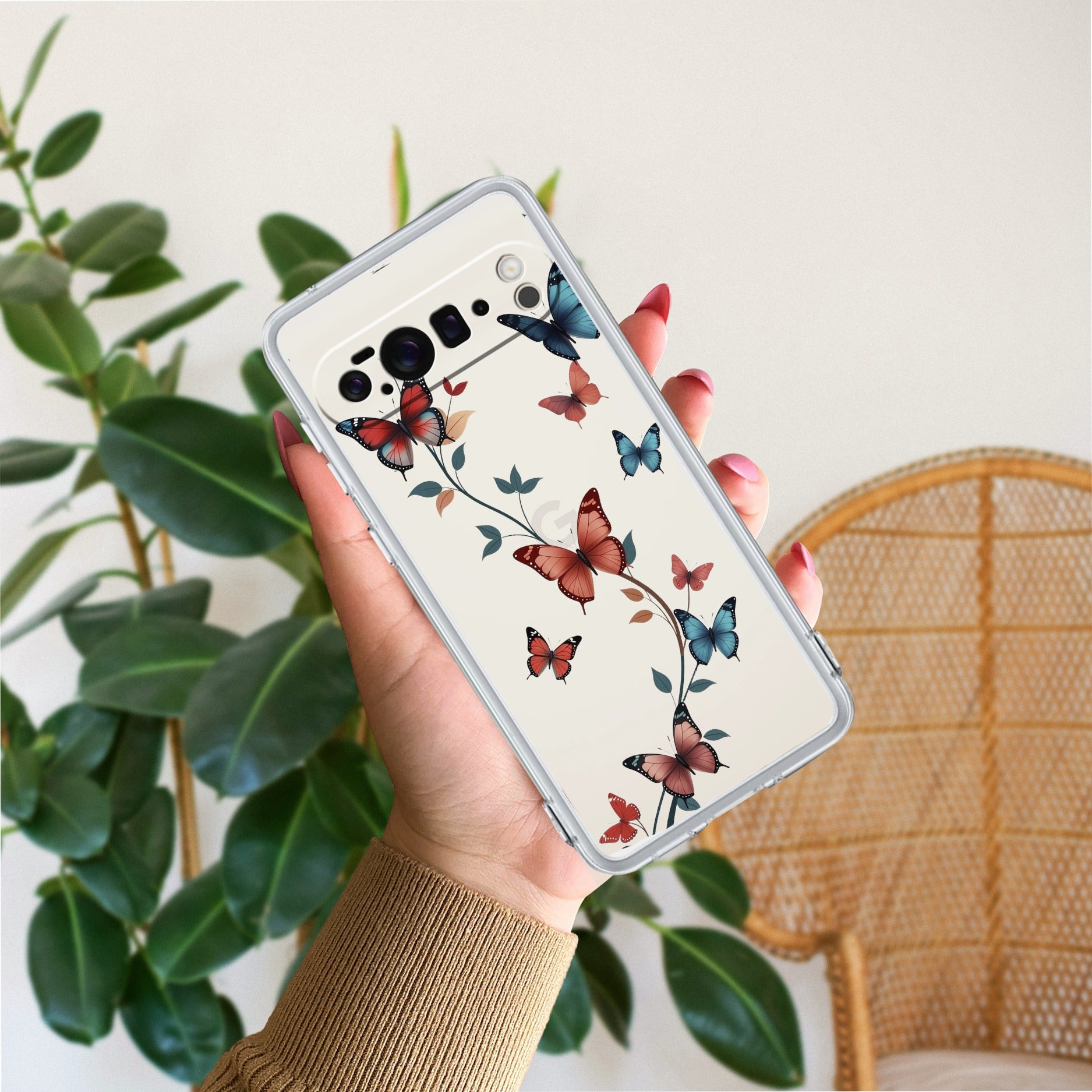 Butterfly Floral Design Anti Yellow Case For Google Pixel 10 Pro XL