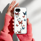 Butterfly Floral Design Transparent Silicon Case For iPhone 14 Plus