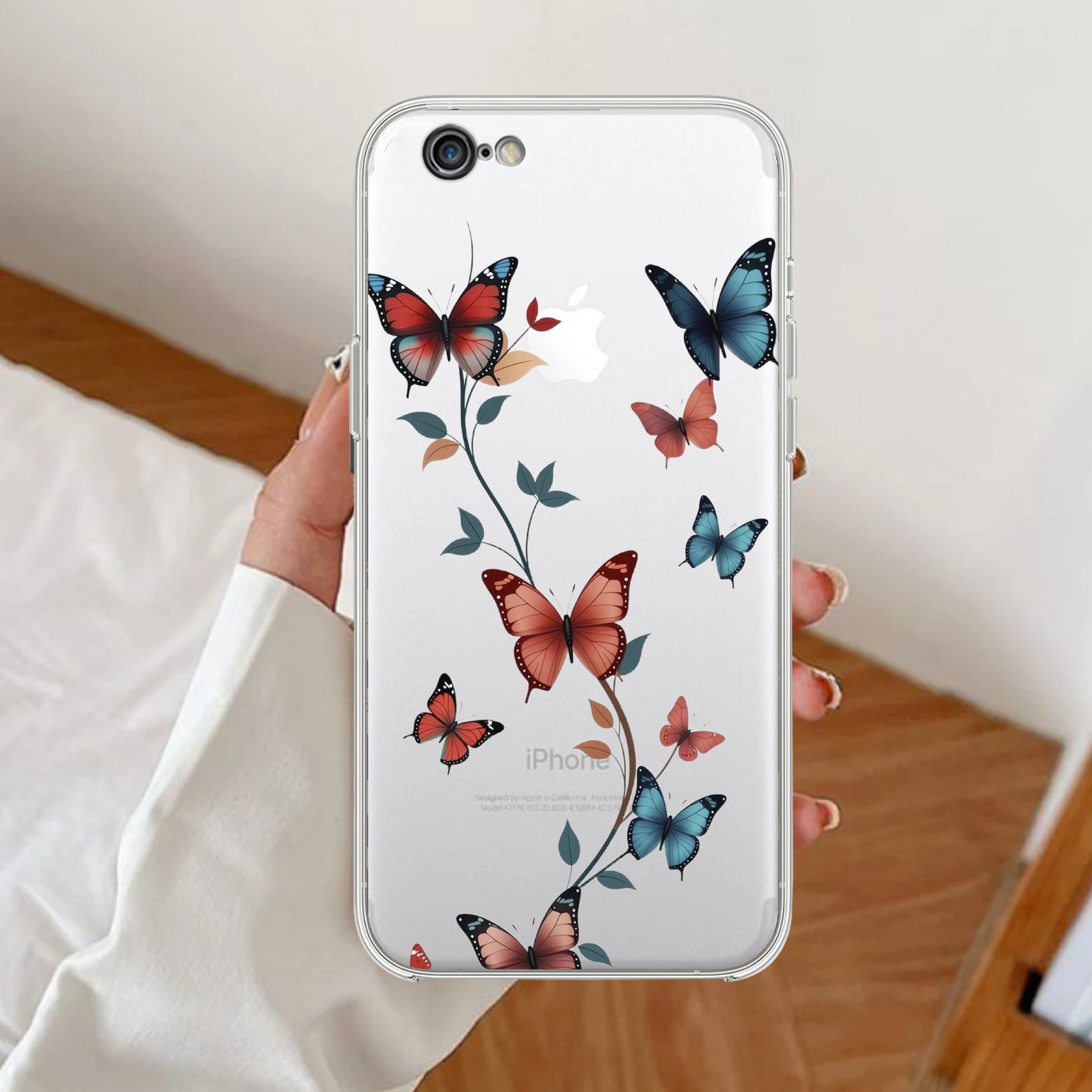 Butterfly Floral Design Transparent Silicon Case For iPhone 7 / iPhone 8 / iPhone Se 2020
