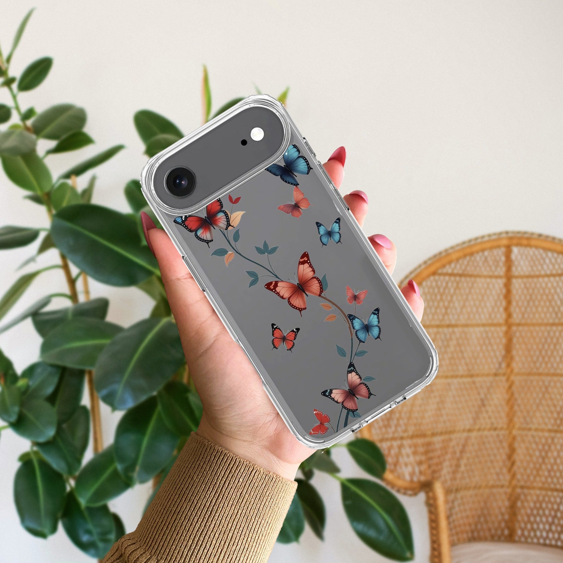 Butterfly Floral Design Anti Yellow Clear Case For iPhone Air