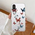 Butterfly Floral Design Anti Yellow Clear Case For iPhone Xs Max
