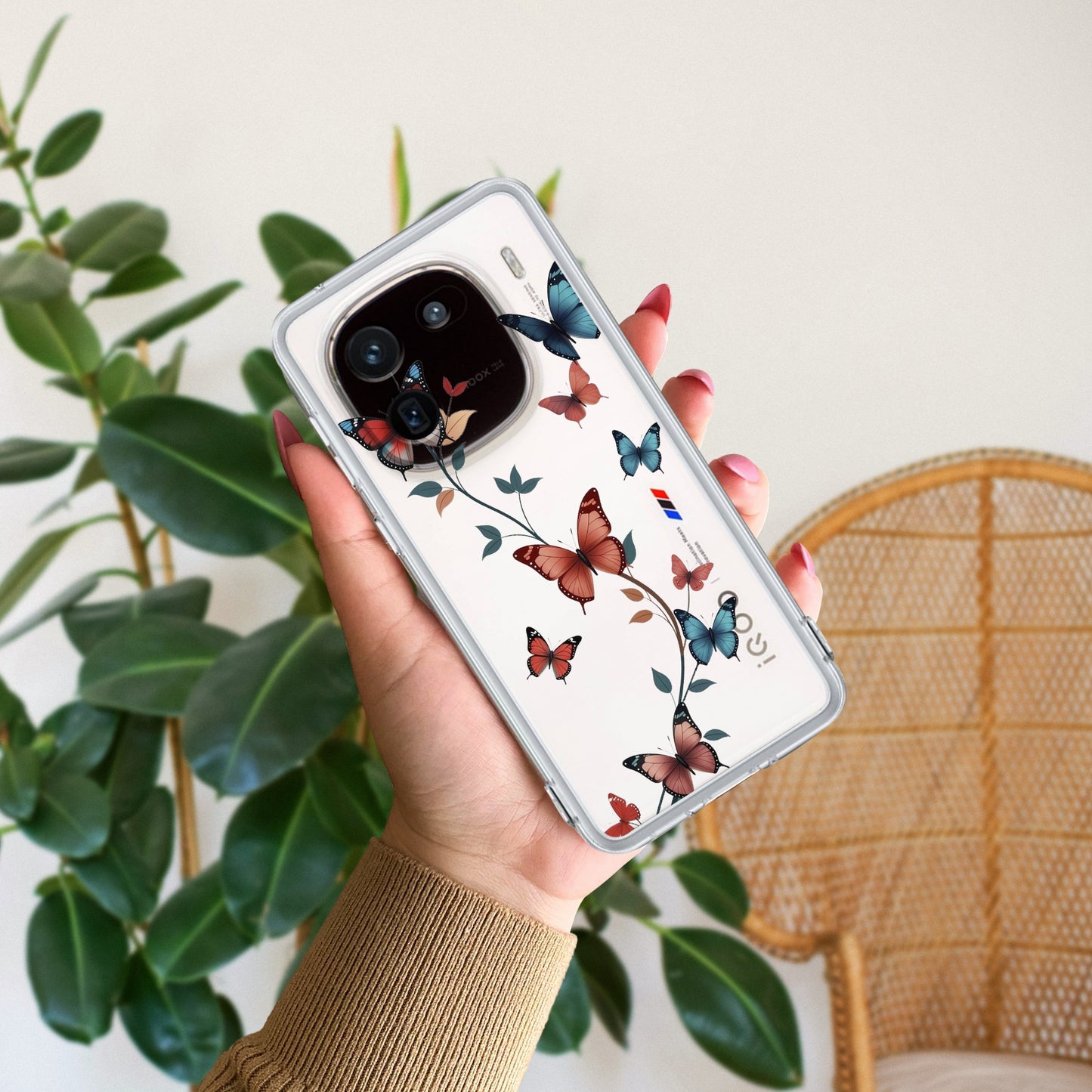 Butterfly Floral Design Transparent Silicon Case For iQOO